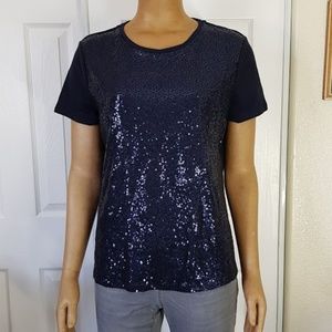 Tommy Hilfiger Sequin-Front T-Shirt Sky Captain XL